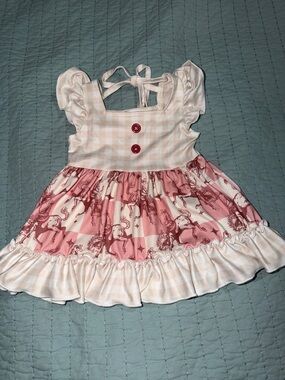 Shea Baby Bucking Bronco Plaid checkered Dress gingham Bodice size 3-6 Mo.